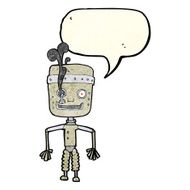 cartoon malfunctioning robot with speech bubble N2