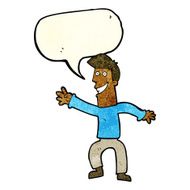 cartoon happy man dancing with speech bubble N8