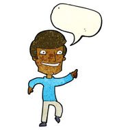 cartoon happy man pointing with speech bubble N13
