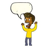 cartoon frightened man with speech bubble N16