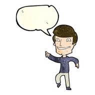 cartoon happy man pointing with speech bubble N14