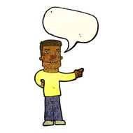 cartoon man pointing with speech bubble N41