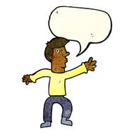 cartoon reaching man with speech bubble N3