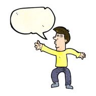 cartoon reaching man with speech bubble N4