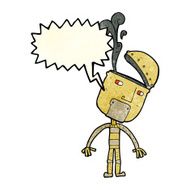 cartoon robot with open head speech bubble N2