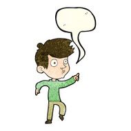 cartoon pointing boy with speech bubble N8