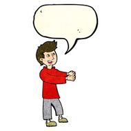 cartoon happy man with speech bubble N92