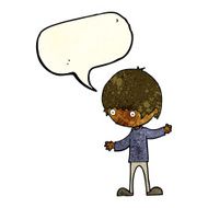 cartoon boy with outstretched arms speech bubble N3