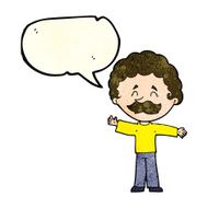 cartoon boy with mustache speech bubble N4