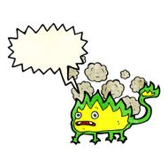 cartoon little fire demon with speech bubble N4