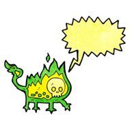 cartoon little fire demon with speech bubble N8