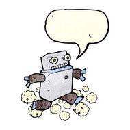 cartoon running robot with speech bubble N3