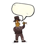 cartoon smoking gentleman with speech bubble N3