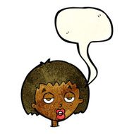 cartoon bored woman with speech bubble N7