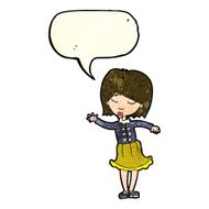 cartoon waving woman with speech bubble N32