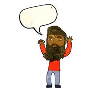 cartoon bearded man waving arms with speech bubble N3