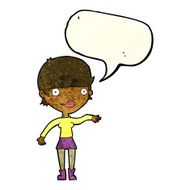 cartoon happy woman with speech bubble N52