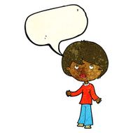 cartoon woman thinking with speech bubble N9