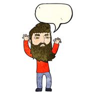 cartoon bearded man waving arms with speech bubble N4