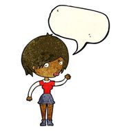 cartoon waving woman with speech bubble N33