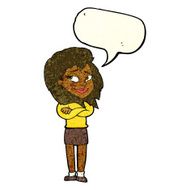 cartoon woman with crossed arms speech bubble N12