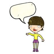 cartoon happy woman with speech bubble N53