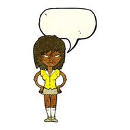 cartoon woman with hands on hips speech bubble N45