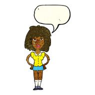cartoon woman been in fight with speech bubble N3