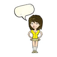 cartoon woman with hands on hips speech bubble N46