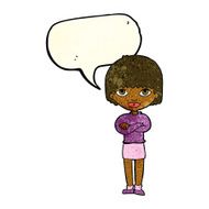 cartoon woman with folded arms speech bubble N7