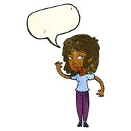 cartoon pretty woman waving with speech bubble N22