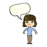 cartoon woman shrugging shoulders with speech bubble N104