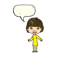 cartoon happy woman with speech bubble N55