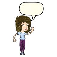 cartoon pretty woman waving with speech bubble N23