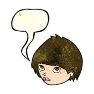 cartoon female face looking up with speech bubble N2