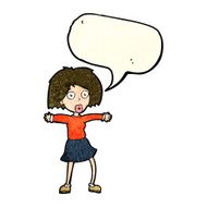 cartoon surprised woman with speech bubble N50