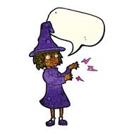 cartoon witch casting spell with speech bubble N5