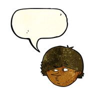 cartoon suspicious man with speech bubble N9