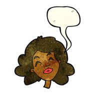 cartoon happy female face with speech bubble N38