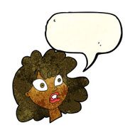 cartoon shocked female face with speech bubble N3