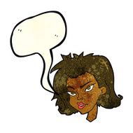 cartoon female face with speech bubble N32