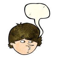 cartoon suspicious man with speech bubble N10