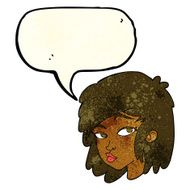 cartoon curious woman with speech bubble N12