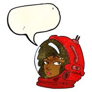 cartoon female astronaut with speech bubble N7