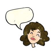 cartoon happy female face with speech bubble N39