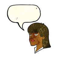 cartoon serious woman with speech bubble N4