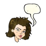 cartoon female face with speech bubble N34