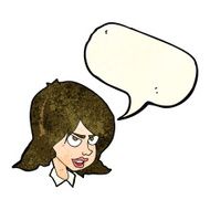 cartoon annoyed woman with speech bubble N39