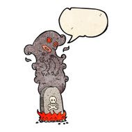 cartoon haunted grave with speech bubble N2