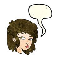 cartoon curious woman with speech bubble N13